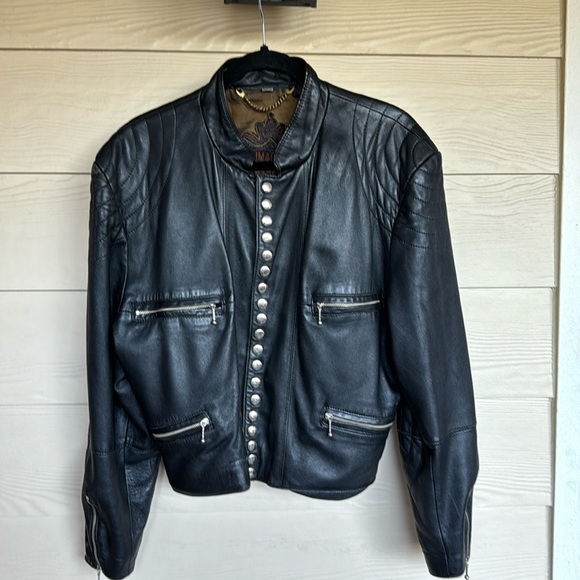 Imagio Speciale pee voi worn soft leather motorcycle jacket.  Size Lg. - Picture 1 of 4
